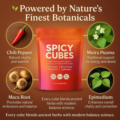 Share Spicy Cubes Hot Peach Gummies With Chili Pepper, Maca Root And Muira Puama Gummy